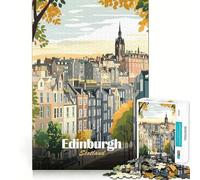 Rompecabezas de 1000 Piezas con ilustración de Paisaje Urbano de Edimburgo,Escocia Encaja a la perfección Juego de ingenio artístico Tiempo de Descanso (50x75cm)