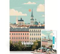 Rompecabezas de 1000 piezas con ilustración de paisaje urbano de Viena, Austria Diseño limpio y decorativo Juego para ejercitar la mente Regalo ideal para relajarse y disfrutar en cumpleaños (50x75cm)
