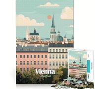 Rompecabezas de 1000 piezas con ilustración de paisaje urbano de Viena Austria Juguete de corte premium para ejercitar la mente Un regalo divertido para pasar un buen rato y disfrutar de un cumpleaños
