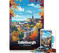 Rompecabezas de 1000 Piezas con ilustración de Paisaje Urbano otoñal de Edimburgo,Escocia Arte de Corte preciso Juguete para desarrollar la Capacidad cognitiva Diversión para el Tiempo Libre Regalo