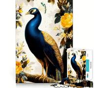 Rompecabezas de 1000 Piezas con ilustración de Pavo Real y Flores Amarillas para Adultos Desarrolla la Capacidad Mental y estimula el Cerebro Bordes precisos (38x26cm)