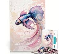 Rompecabezas de 1000 Piezas con ilustración de pez Betta en Acuarela Diversión Corte Limpio y componentes Resistentes Un Entretenimiento cautivador para Disfrutar en casa (50x75cm)