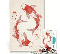 Rompecabezas de 1000 Piezas con ilustración de pez koi Rojo para Adultos Juguete para ejercitar la Mente y Relajarse Corte de precisión Regalo Elegante (38x52cm)