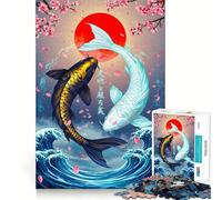 Rompecabezas de 1000 Piezas con ilustración de pez koi Yin Yang para Adultos,Juguete para Resolver Problemas,de Calidad Profesional,Ideal para Relajarse en Grupo en Interiores (50x75cm)