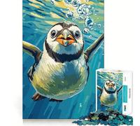 Rompecabezas de 1000 Piezas con ilustración de pingüino Nadando bajo el Agua para Adolescentes Mejora la Memoria, se relaja, Borde preciso, Regalo Creativo (38x52cm)