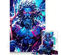 Rompecabezas de 1000 Piezas con ilustración de Poseidón y tridente para Adultos Juguete para ejercitar la Mente Diseño Casual y Relajante Colección de Arte para armar Pieza (38x52cm)