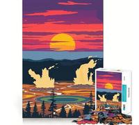 Rompecabezas de 1000 Piezas con ilustración de Puesta de Sol en el Parque Nacional de Yellowstone para Adultos Diversión Garantizada Corte láser Tiempo de relajación y Ejercicio Mental