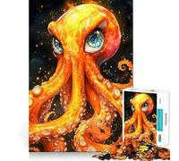 Rompecabezas de 1000 Piezas con ilustración de Pulpo Naranja para Adolescentes Desarrolla la Capacidad Mental y es Ideal para Disfrutar en Familia Bordes precisos Regalo Memorable (38x26cm)