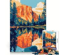 Rompecabezas de 1000 Piezas con ilustración de Reflejos del Atardecer en Yosemite para Adolescentes Ideal para ejercitar la Memoria relajar la Mente y divertirse Bordes limpios