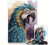 Rompecabezas de 1000 Piezas con ilustración de Retrato de Guacamayo Azul y Dorado Juego de Ajuste preciso,Juguete Creativo y Divertido,Juego de Paz,Regalo navideño Tranquilo 38x26cm