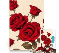 Rompecabezas de 1000 Piezas con ilustración de Rosas Rojas para Adolescentes Juguete de lógica Que estimula la Mente y relaja Bordes definidos Regalo Elegante (38x52cm)