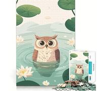 Rompecabezas de 1000 Piezas con ilustración de un búho en un Estanque para Adultos Juego Inteligente de Rompecabezas Divertido Montaje de imágenes Regalo de Temporada (38x52cm)