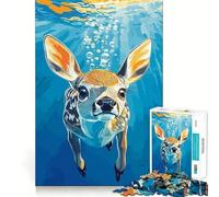 Rompecabezas de 1000 Piezas con ilustración de un Cervatillo bajo el Agua Juguete para desarrollar la Capacidad cognitiva Superficie Lisa y sin Rebabas Actividad Relajante para Grupos en Interiores