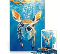 Rompecabezas de 1000 Piezas con ilustración de un Cervatillo bajo el Agua para Adultos Juego Divertido y fácil de armar Ideal para divertirse en Familia (38x26cm)