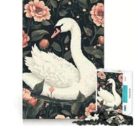 Rompecabezas de 1000 Piezas con ilustración de un Cisne en un jardín Floral para Adolescentes Juguete de lógica Resistente Actividad para el hogar Bordes Transparentes Regalo Ideal 38x52cm