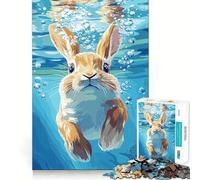 Rompecabezas de 1000 Piezas con ilustración de un Conejo bajo el Agua con Burbujas Ideal para Adultos y Adolescentes Juguete de Habilidad Relajante y Divertido Bordes Ajustados