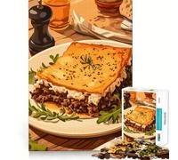 Rompecabezas de 1000 Piezas con ilustración de un Delicioso Plato de moussaka Juguete para Resolver Problemas Juego Relajante para Momentos de Tranquilidad Regalo de decoración navideña 38x26cm