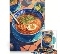 Rompecabezas de 1000 Piezas con ilustración de un Delicioso tazón de Ramen Juego de Corte sin Costuras Actividad Mental Inteligente Diversión Relajante Regalo Ideal para cumpleaños o como pasatiempo