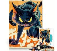 Rompecabezas de 1000 Piezas con ilustración de un Gato Negro Enojado Diversión para Entrenar el Cerebro Encaja Perfectamente sin Huecos Actividad para Compartir con Seres Queridos (38x52cm)