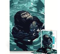 Rompecabezas de 1000 Piezas con ilustración de un Gorila relajándose en el Agua Ideal para Adolescentes Mejora la Memoria es un Rompecabezas Informal y Relajante con Bordes precisos y un Elegante