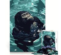Rompecabezas de 1000 Piezas con ilustración de un Gorila relajándose en el Agua Ideal para Adolescentes Mejora la Memoria Proporciona Momentos de Tranquilidad y es un Regalo de cumpleaños de Alta