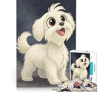 Rompecabezas de 1000 Piezas con ilustración de un Lindo Perro Blanco Estilo Caricatura, Ideal para Decorar la Pared o para divertirse en casa Colección de Artistas Bellas Artes 50x75cm