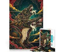 Rompecabezas de 1000 Piezas con ilustración de un Lobo de Tres Cabezas para Adultos Juguete Mental Relajante y Divertido Corte Premium Regalo de cumpleaños 38x52cm