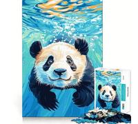 Rompecabezas de 1000 Piezas con ilustración de un Panda Nadando bajo el Agua para Adultos Ideal para ejercitar la Memoria y Disfrutar de Momentos de Paz Diseño para armar Regalo Premium (38x52cm)