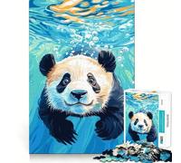 Rompecabezas de 1000 Piezas con ilustración de un Panda Nadando bajo el Agua para Adultos Juguete de lógica Clara, Divertido y Relajante Corte Perfecto Regalo Elegante (50x75cm)