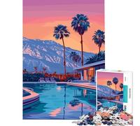 Rompecabezas de 1000 Piezas con ilustración de un paraíso Junto a la Piscina en Palm Springs Juegos Familiares educativos un Reto de Juego un Juguete Ideal para desarrollar el análisis y la lógica