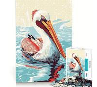 Rompecabezas de 1000 Piezas con ilustración de un pelícano en el Agua para Adultos y Adolescentes Un Rompecabezas Mental Que Ayuda a aliviar el estrés Un Regalo Original y Divertido (50x75cm)