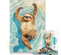 Rompecabezas de 1000 Piezas con ilustración de un Perezoso Nadando en el Agua, Ideal para Adolescentes Juguete de lógica Clara, pasatiempo Tranquilo, Corte Perfecto, Regalo clásico 38x26cm