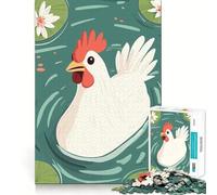 Rompecabezas de 1000 Piezas con ilustración de un Pollo Nadando en un Estanque Juego de Habilidad Mental Divertido y entretenido Regalo Ideal para el Tiempo Libre (38x52cm)