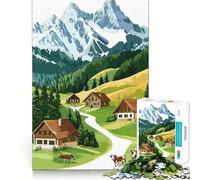 Rompecabezas de 1000 Piezas con ilustración de un Pueblo Alpino para Adolescentes Juego de Memoria y concentración Calidad Profesional Ideal para Recortar y Relajarse en Grupo (38x26cm)