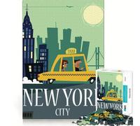 Rompecabezas de 1000 Piezas con ilustración de un Taxi de la Ciudad de Nueva York para Adultos Juguete de Tren lógico Tiempo de Paz Corte Suave Regalo Premium (50x75cm)