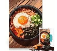 Rompecabezas de 1000 Piezas con ilustración de un tazón de bibimbap,Bordes, Juego Inteligente,desafío Divertido,Juego Lento,diversión,Regalo de cumpleaños (38x26cm)