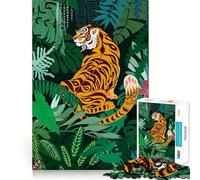 Rompecabezas de 1000 piezas con ilustración de un tigre en la jungla para adolescentes, ideal para desarrollar la memoria y jugar en interiores Diseño de corte fino Elige tu deseo de Papá Noel 50x75cm