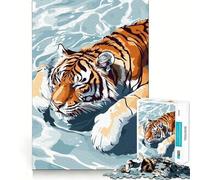 Rompecabezas de 1000 piezas con ilustración de un tigre nadando en el agua ideal para adultos Un reto para el cerebro Juguete para jugar en grupo Diseño nítido y atractivo Un regalo encantador 38x52cm