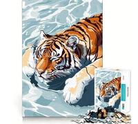 Rompecabezas de 1000 Piezas con ilustración de un Tigre Nadando en el Agua, Ideal para Adultos y Adolescentes Juego Mental para Relajarse Corte preciso 50x75cm