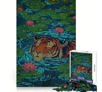 Rompecabezas de 1000 Piezas con ilustración de un Tigre Nadando en un Estanque de nenúfares Juguete para Adolescentes Que ejercita la Mente Relajante y Divertido Diseño para armar
