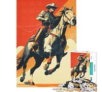 Rompecabezas de 1000 Piezas con ilustración de un Vaquero Montando a Caballo Juego Educativo de lógica y análisis difícil y desafiante Apto para Mayores de 14 años 38x52cm