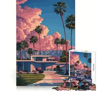 Rompecabezas de 1000 Piezas con ilustración de una casa Moderna en Palm Springs para Adolescentes Juguete para desarrollar la Mente y la Creatividad Diseño Divertido y Relajante (38x52cm)