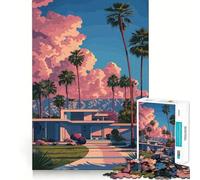 Rompecabezas de 1000 Piezas con ilustración de una casa Moderna en Palm Springs para Adolescentes Juguete de Habilidad para un Momento de Tranquilidad Corte preciso Regalo increíble (38x26cm)