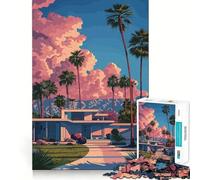 Rompecabezas de 1000 Piezas con ilustración de una casa Moderna en Palm Springs para Adultos Juguete para ejercitar la Mente, Divertido y Relajante Regalo Ideal para Las Fiestas (50x75cm)