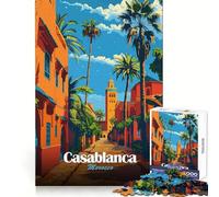 Rompecabezas de 1000 Piezas con ilustración de una Escena callejera de Casablanca, Marruecos, para Adolescentes Pensamiento estratégico, Calma, distracción, Ajuste preciso, Regalo sincero (50x75cm)
