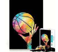 Rompecabezas de 1000 Piezas con ilustración de una Mano de Baloncesto,Estilo Pop Art,decoración Minimalista,Juego para concentrarse,Juego para Momentos de Tranquilidad,Regalo de cumpleaños (38x52cm)