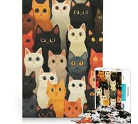 Rompecabezas de 1000 Piezas con ilustración de una Multitud de Gatos, Juego de ingenio, desafío difícil, Regalo para Amigos y Familiares 38x26cm