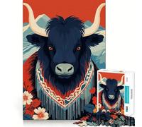 Rompecabezas de 1000 Piezas con ilustración de Yak Mountain para Adultos,Juego de Memoria,Ajuste, Compacto,Ideal para Jugar en Familia (38x26cm)
