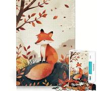 Rompecabezas de 1000 Piezas con ilustración de Zorro otoñal,Corte Suave,Juego Mental,Regalo,Tiempo de Juego Relajante,Pieza de Arte navideña (50x75cm)