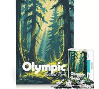 Rompecabezas de 1000 Piezas con ilustración del Bosque del Parque Nacional Olímpico Juego de ingenio difícil y desafiante Regalo de cumpleaños obsequios 38x52cm